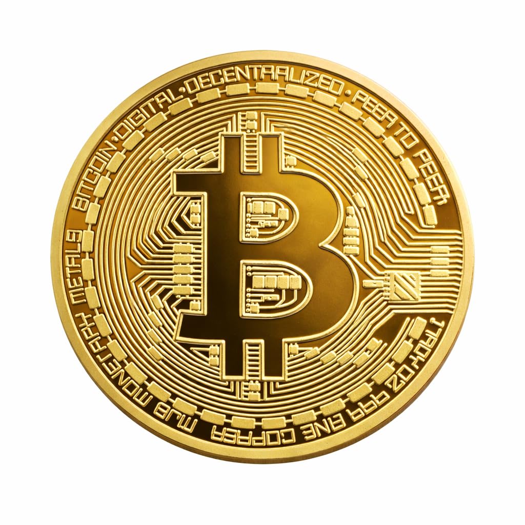 Promotech Bitcoin Collectible Coin (45mm, 24K Gold Plated), Cryptocurrency Enthusiasts' Must-Have