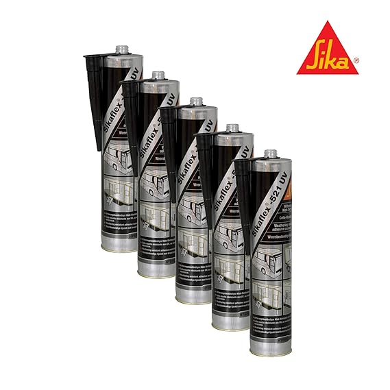 SIKA Sikaflex 521 UV-Klebstoff, 300 ml, Schwarz, 5 Stück