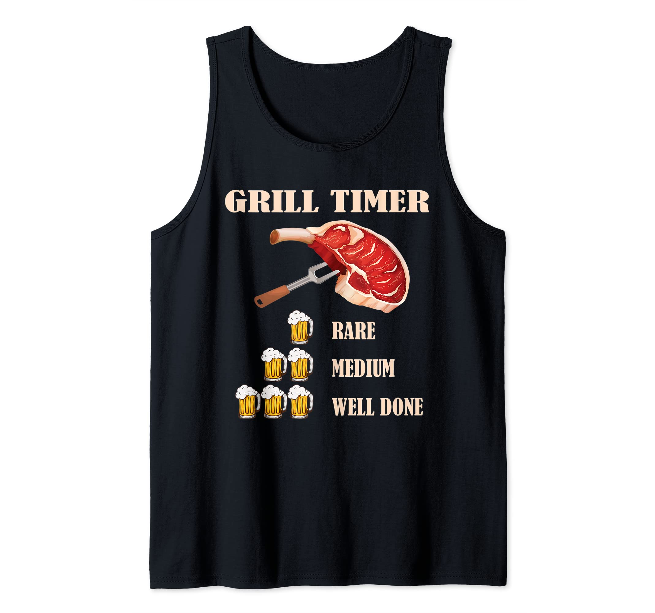 BBQ Barbecue Grilling Timer rare medium well done Design Tank Top