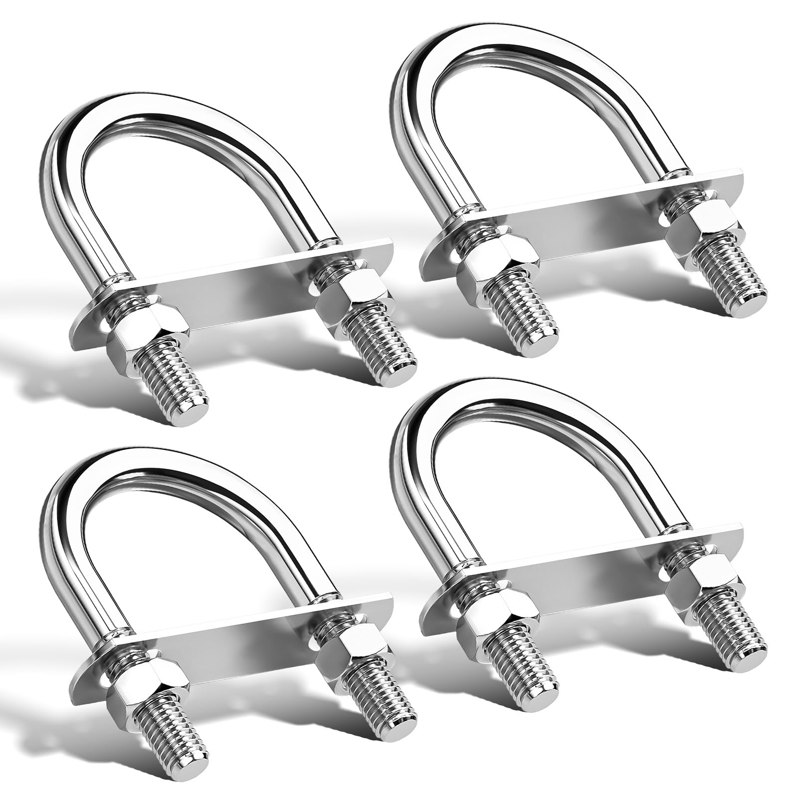 Photo 1 of 4Pcs M6 U Bolts, 1 Inch Wide Round Galvanized Carbon Steel Bolts with Nut, Washer, Plate, U Clamp Great for Machinery Supports, Pipes, Rigging and Industrial Steel Structures(25mm*70mm)