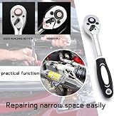 LUOWAN 46 Piece 1/4 Inch Drive Socket Set Ratchet Wrench Kit 4-14mm CV Sockets view 6