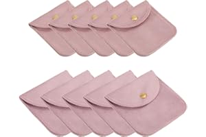 PATIKIL Jewelry Pouch, 10 Pack Soft Velvet Pouches with Snap Button Portable Storage for Rings Necklace Bracelet Earring Watc