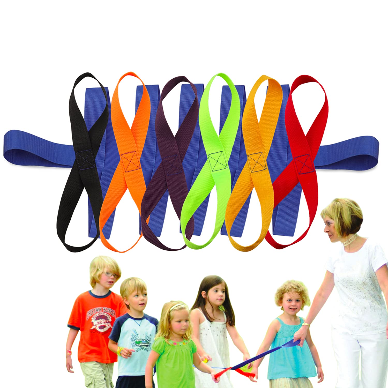 Laincco Walking Rope, Children Safety Walking Rope with 12 Colorful Handles Outdoor Safety Daycare Rope for Preschool Daycare Kindergarten School Kids Children (Blue)