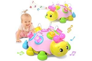 HOLAXANDER Baby Musical Ladybug Crawling Toys,Baby Toy 6-12 Months with Light-up Music, Early Educational Learning Montessori Toy, Infant Gift Toys for 7 8 9 10 11 Months 1-2 Years Old Newborn Girls (Pink)