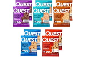 Quest Protein Cookie Variety Pack of 5 Flavors (10 Count) High Protein Low Carb Snack Bundle by ZIGGALOU®