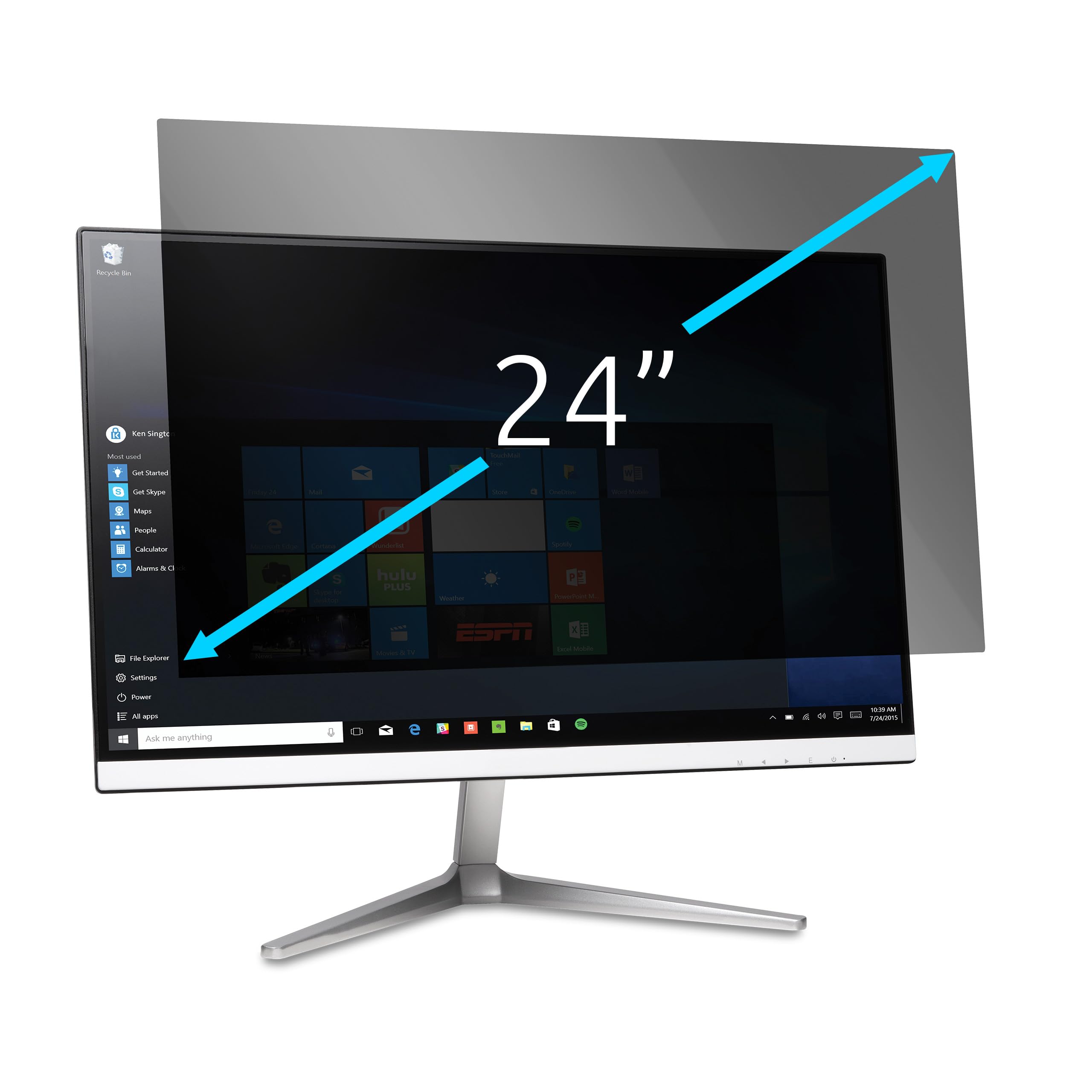 Kensington Monitor Privacy Screen Filter, 2-Way Removable Protector for 24" 16:9 Monitors, Anti Glare Coating, Reversible Screen Cover with Blue Light Reduction to Prevent Eye Strain (‎628338) — image 1