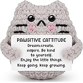 tGifGLonyi Easter Basket Stuffers for Teens Kids Birthday Gifts for Friend Coworker Daughter Son,Positive Cat Crochet Emotional Coworker Sister Brother Support Small Birthday Gift