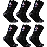 Ultra Game Youth NBA Official Athletic Cushioned Secure Fit Crew Socks - 6 Pack
