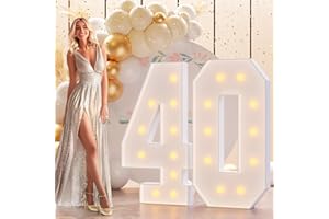 Bugame Light Up Numbers 4FT, Number 40 Light Up Sign Marquee Numbers 4 Feet Tall, Large 40 Marquee Number for 40th Birthday Party Decorations Mosaic Número