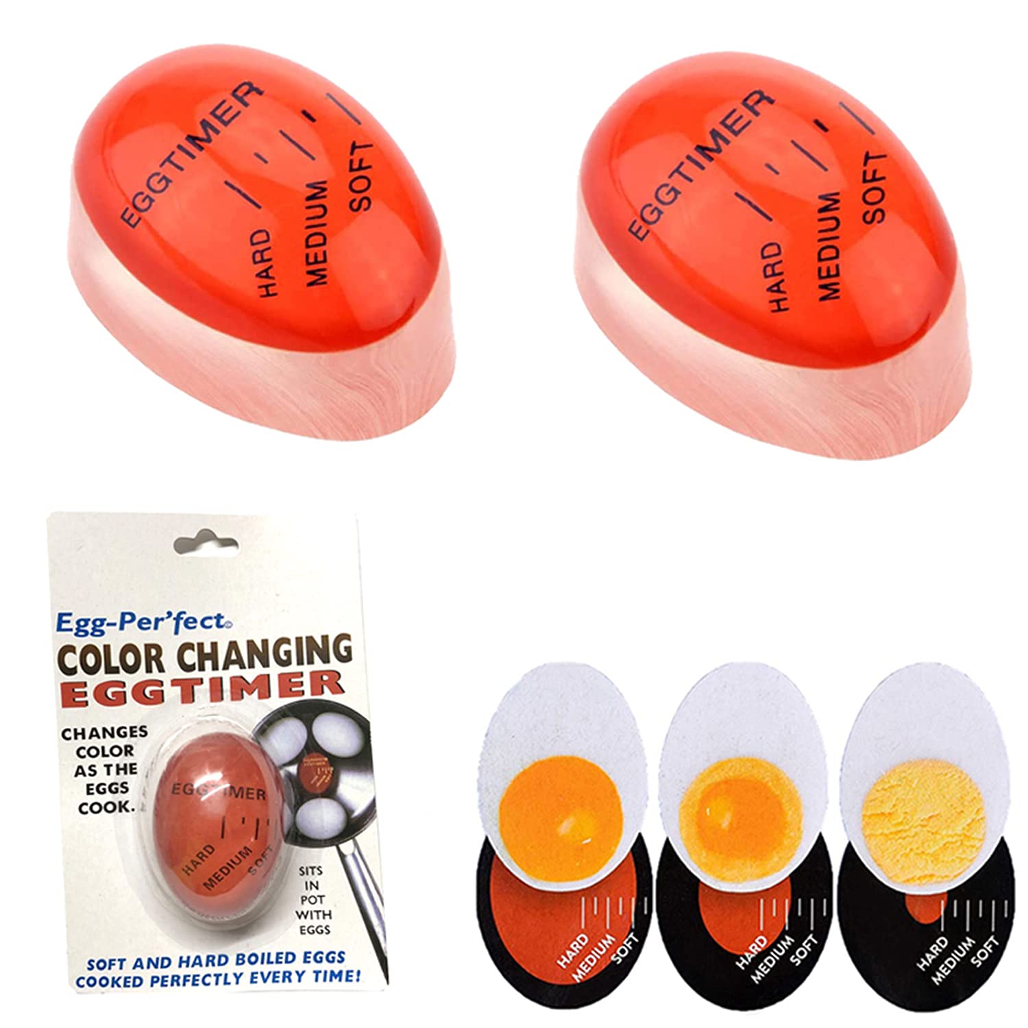 ZONSUSE 2 PCS Egg Timer, Egg Boiler Timer, Heat Sensitive Timer, Egg Timers That Changes Color When Done for Boiling Soft, Medium or Hard Boiled Eggs, Safe Non-Toxic Durable Kitchen Aidd