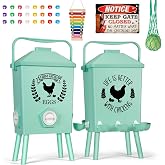 CLUCKY Hanging Chicken Waterer and Chicken Feeder Set, Wall Mountable | 4.2 Gal &amp; 21 lb Capacity, Hanging &amp; Wall-Mountable Design for Modern Backyard Chicken Keeping, Helps Reduce Waste
