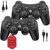Hopevry 2 Pack PS3 Wireless Controller for Sony PlayStation 3 | Double Shock 3, Bluetooth, Rechargeable, Remote for PS3 | Including 2 USB Cables