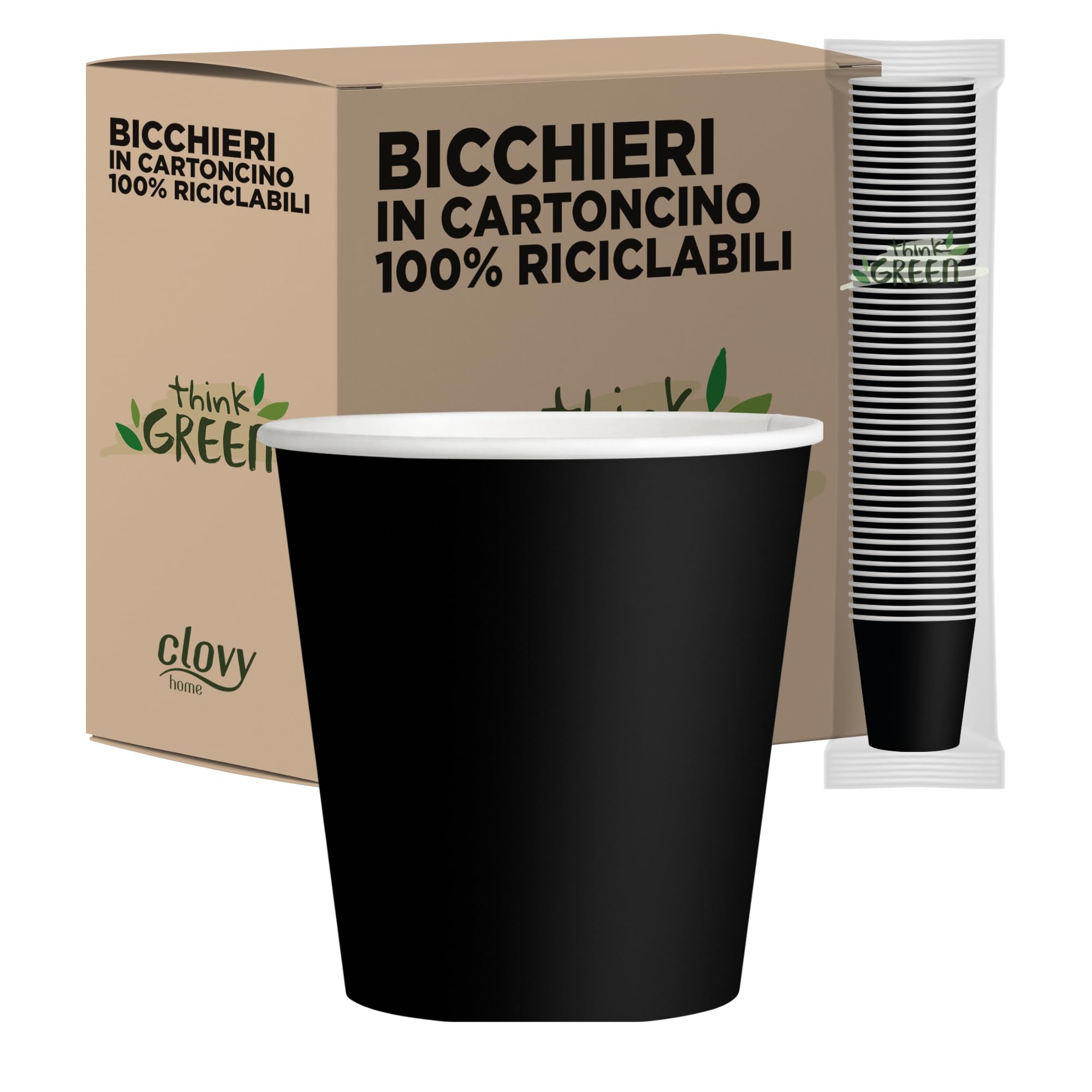 cubex professional 500 Cardboard Cups Various Sizes for Coffee Water or Hot and Cold Drinks (Black, 75 ML)