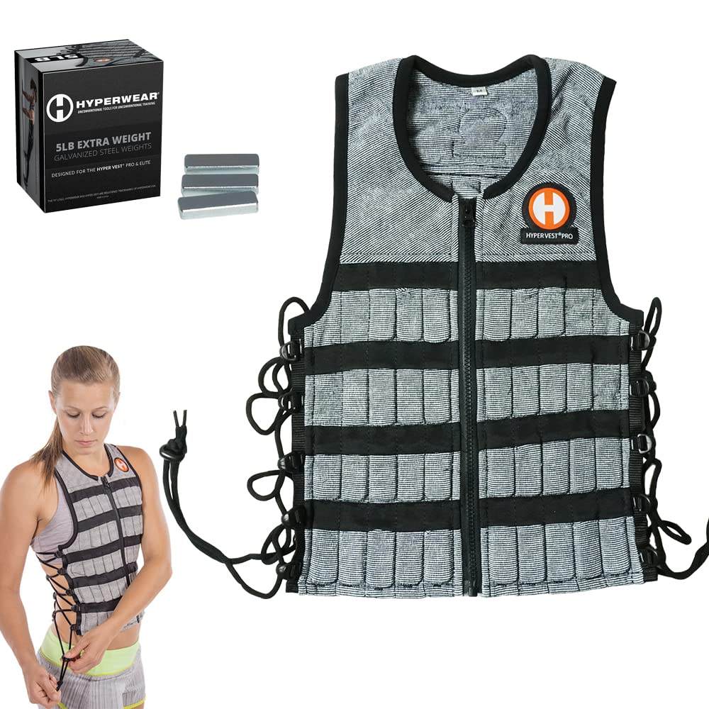 HYPERWEAR Hyper Vest PRO Unisex 10-Pound Adjustable Weighted Vest for Fitness Workouts, X-Large, Grey