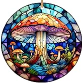 Decorlion Christmas Ornament - Stained Mushroom Ceramic Ornament, for Mushroom Lovers, Nature Lovers, Gardeners, and Boho Home Décor Fans