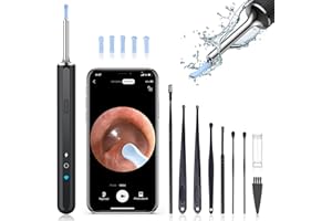 LEIPUT Ear Wax Removal - Earwax Remover Tool with 8 Pcs Ear Set - Ear Cleaner with Camera - Earwax Removal Kit with Light - Ear Camera with 6 Ear Spoon - Ear Cleaner for iOS & Android