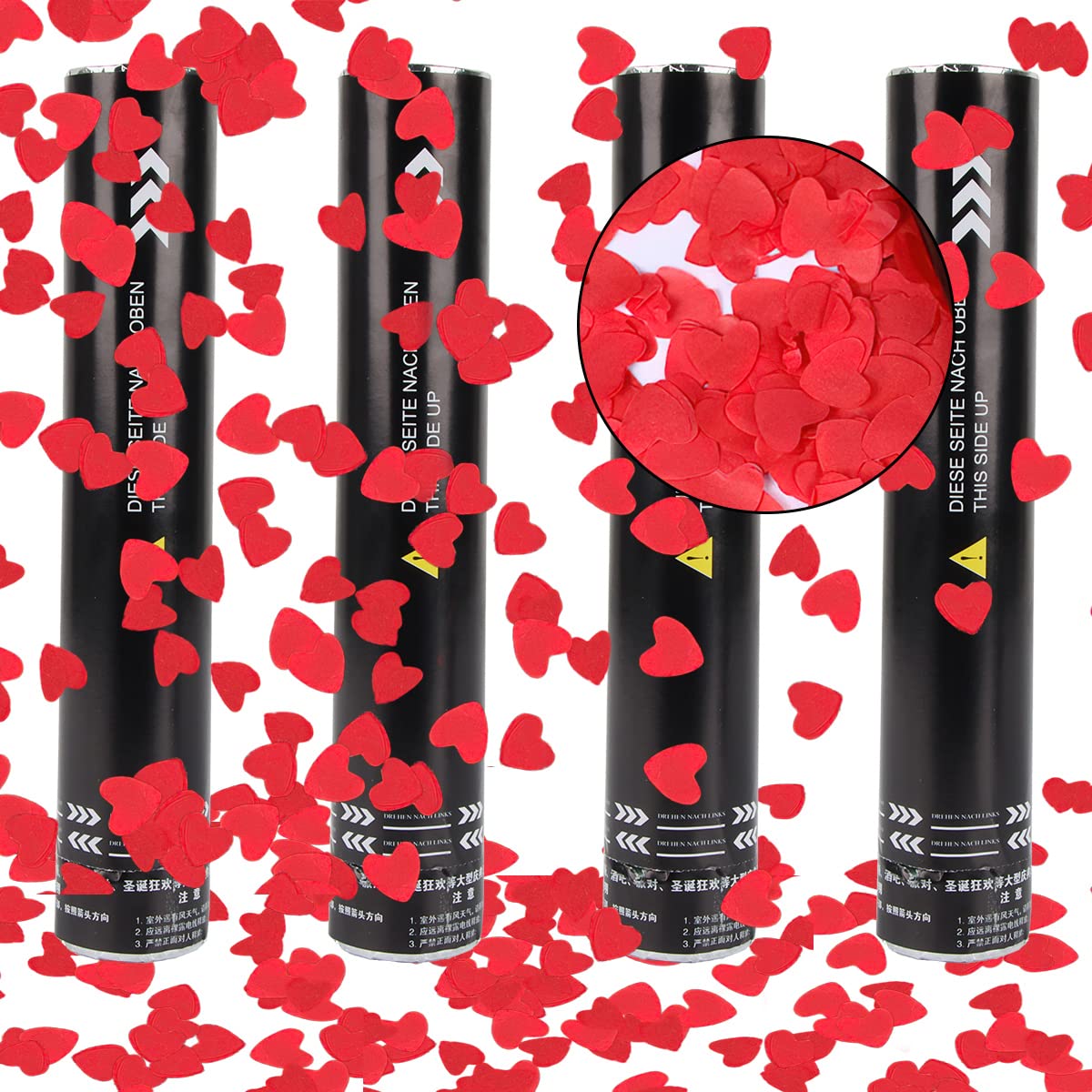 Confetti Cannon, Taozoey Set of 4 Party Poppers, Confetti Cannons Gold, Handheld Wedding Confetti Cannon, Handheld Confetti Tube, for Weddings, Parties, Baby Showers, Christmas, Birthday Parties