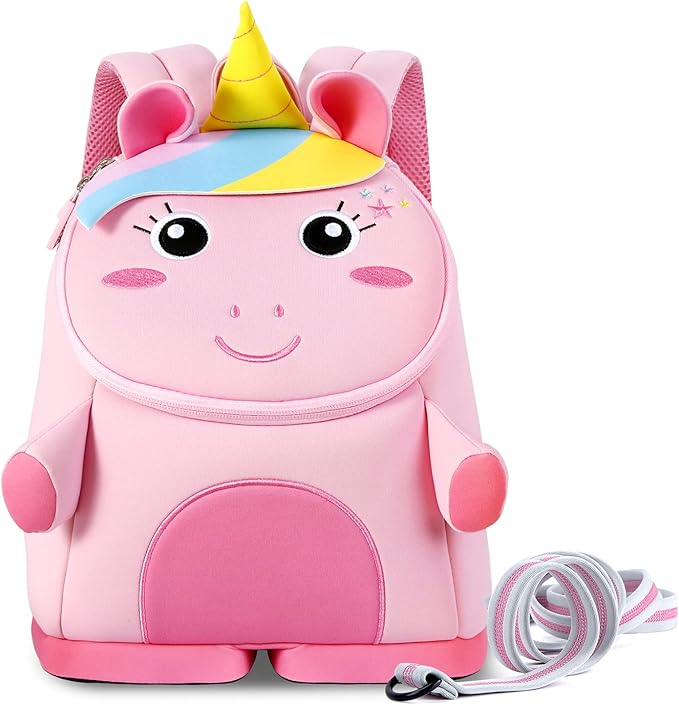 NOHOO Toddler Backpack Kids Unicorn Doll Bag, Cute Cartoon Neoprene Waterproof Preschool