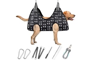 ATESON Pet Dog Grooming Hammock Harness for Grooming (XL 80lb), Dog Sling Holder for Clipping Nails with Clippers, Pet Comb