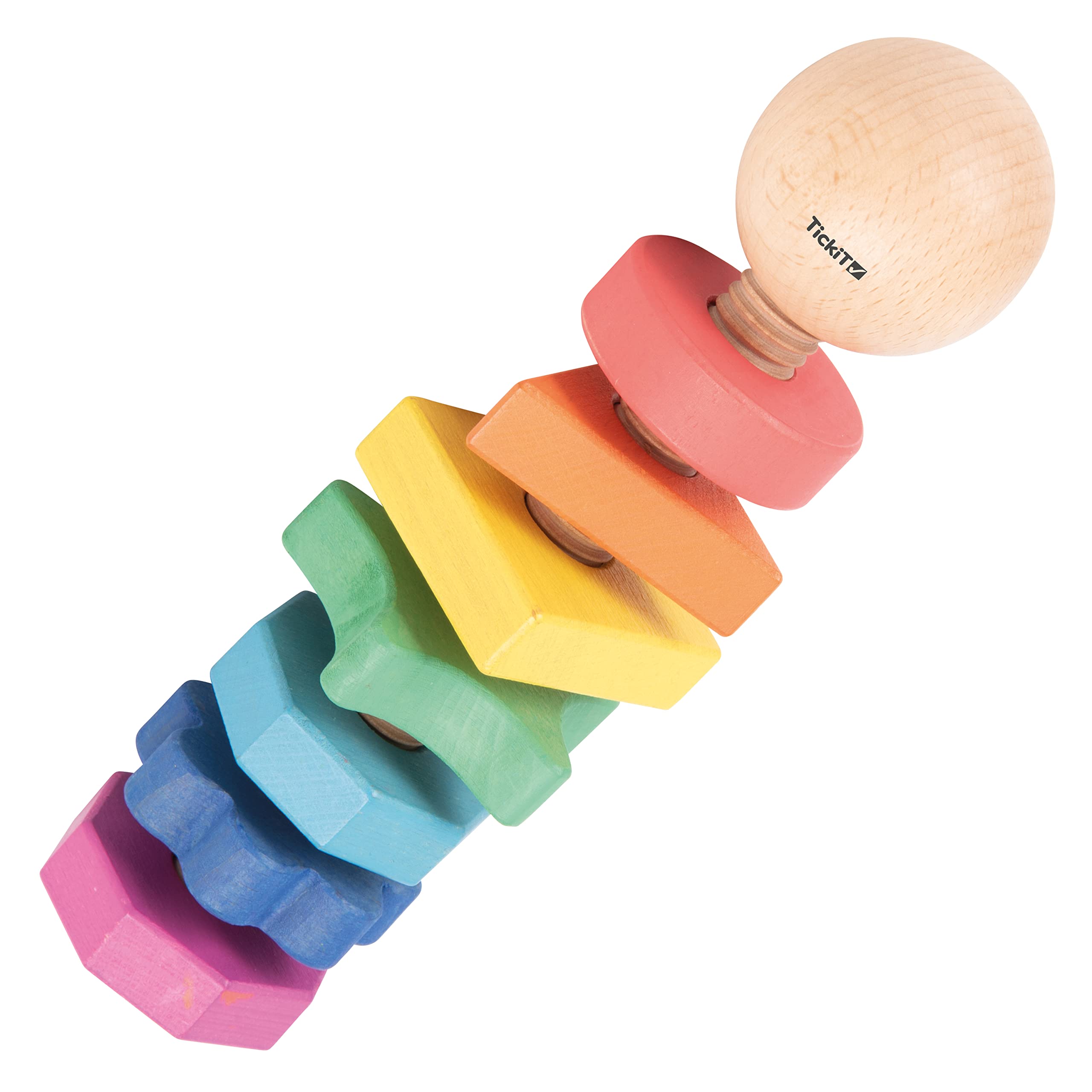 tickit Rainbow Wooden Shape Twister – Educational Sensory Toy for Shape Sorting, Colour Recognition & Fine Motor Skill Development