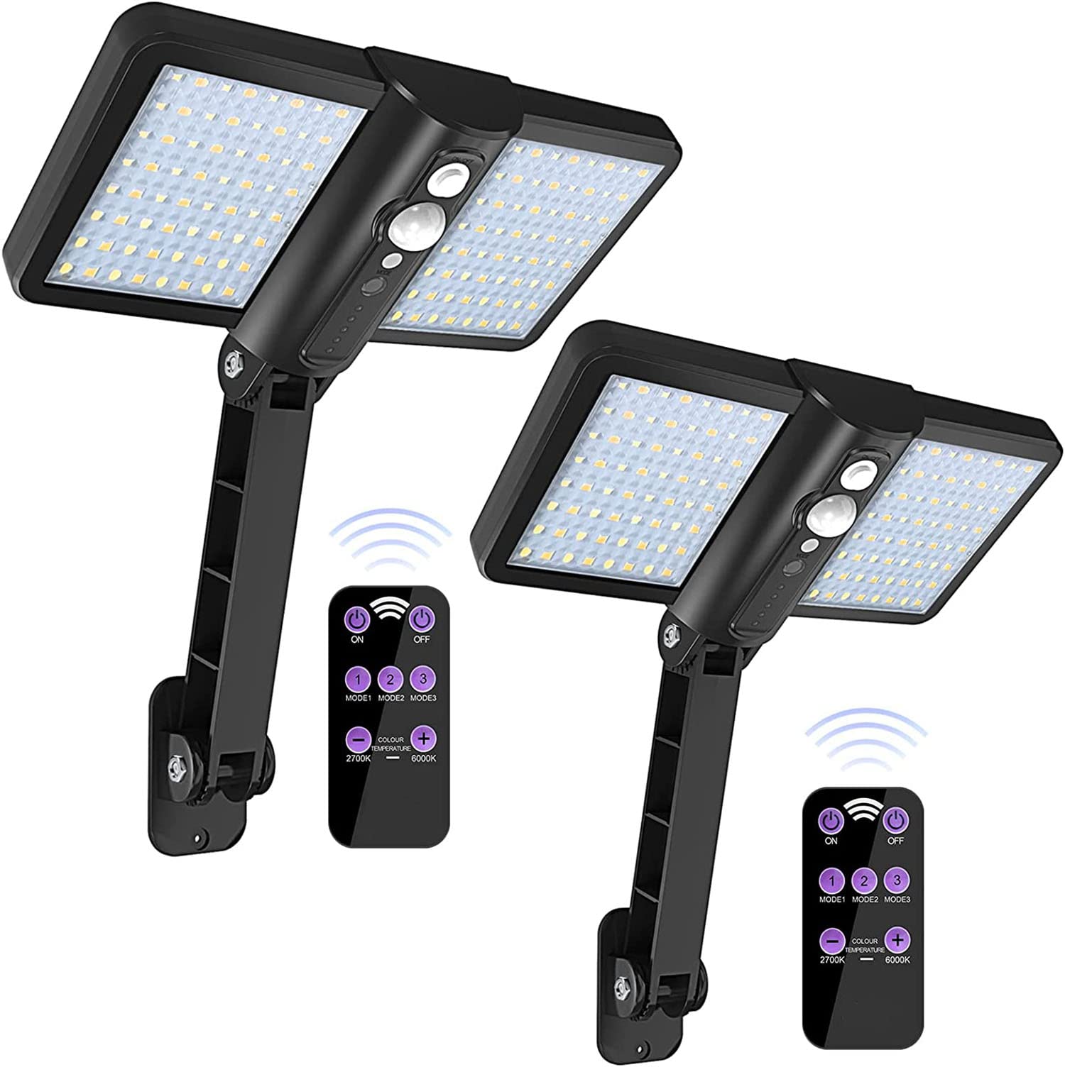 Daixilan 2 Pack Solar Lights Outdoor, 128 Led Super Bright Lamp, Wireless Waterproof Solar Flood Light, Security Motion Sensor Wall Light for Deck, Fence, Patio, Front Door, Garden, Yard, Shed, Path — image 1