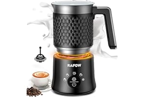 RAFOW 5 In 1 Milk Frother, Electric Milk Frother and Steamer 11.8oz Automatic Milk Steamer Hot & Cold Foam Maker, Milk Warmer Dishwasher Safe & Silent Working for Coffee,Latte,Cappuccino,Hot Chocolate