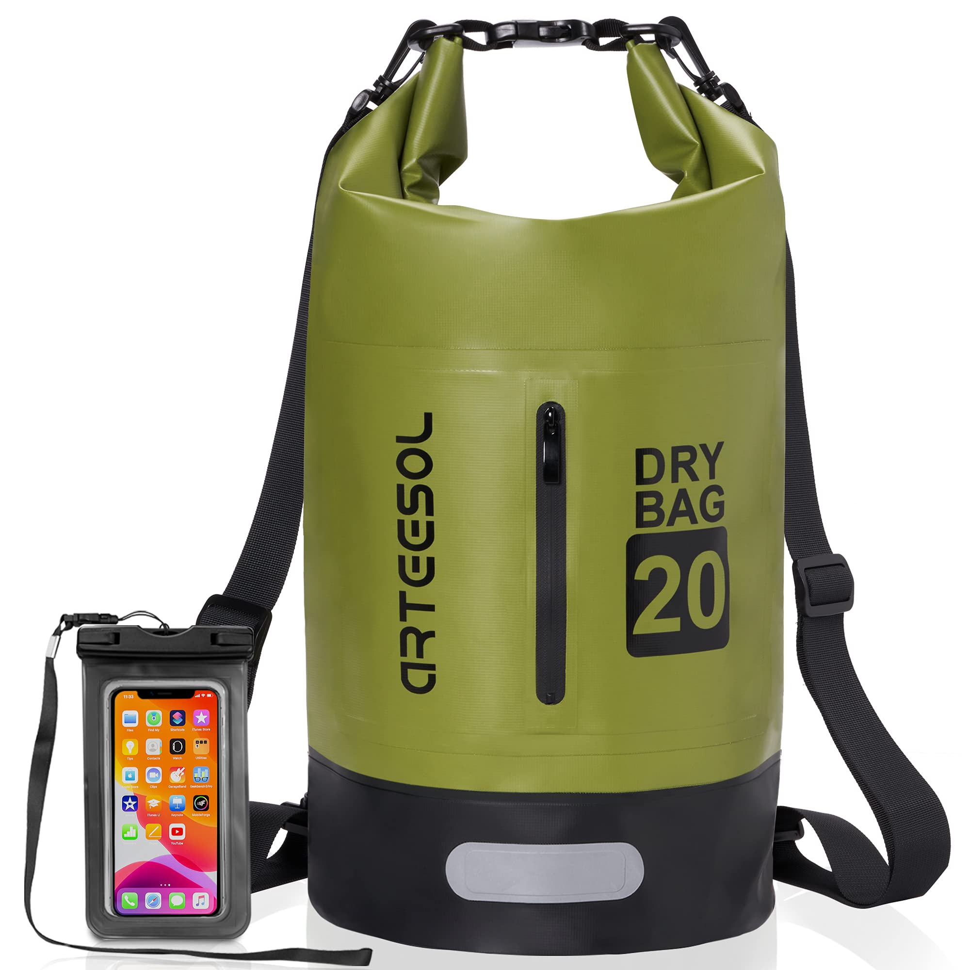 Blackace arteesol Dry Bag 5L/10L/20L/30L Wet Bag Waterproof Bag with Phone Pouch Double Shoulder Strap Backpack for Travelling Fishing Cycling Kayaking Swimming Boating Beach