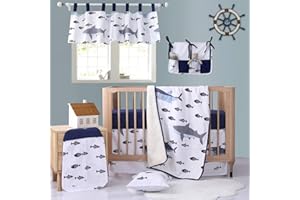Brandream Window Valance Cotton Curtain for Baby/Toddler/Kid Bedroom Bath Laundry Living Room, Nautical Ocean Shark Fish Printed