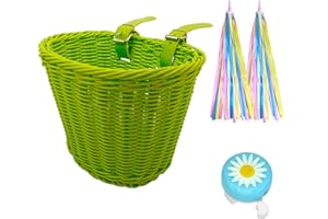 Alreczio Kids Bike Basket Set,Girl Bike Basket Handwoven,Bike Baskets for Kids,Install Detachable,Fits Most Bikes,Stationary Bike, Ebike, Road Bike ﻿