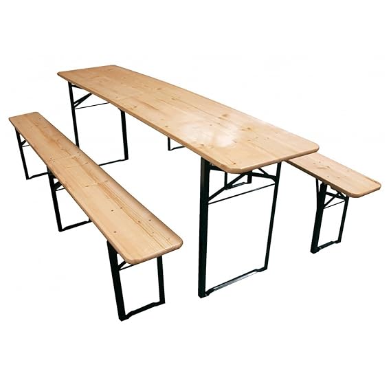 Bierzeltgarnitur klappbar Set 3 teilig Sitzgruppe - Biertisch und Bänke Garten Festzeltgarnitur Faltbar L217 x B48/24 cm Gart