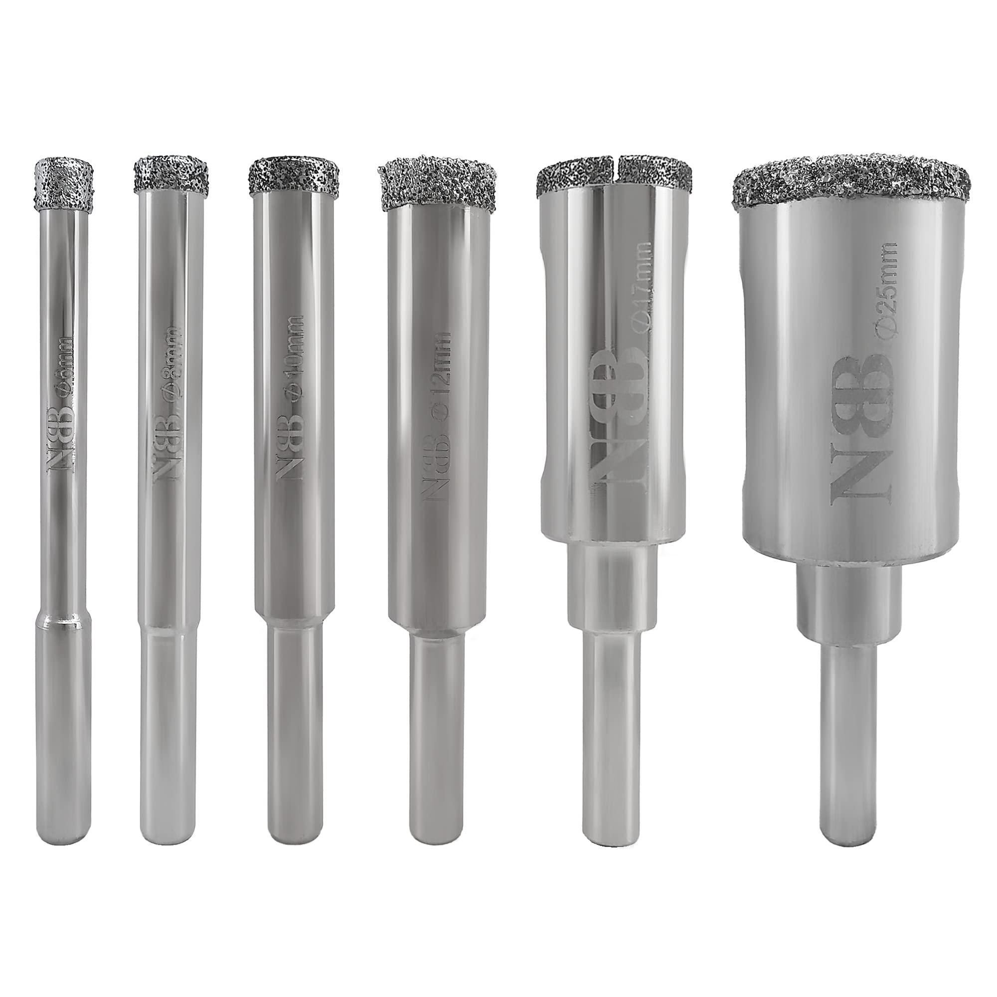 NBB Diamond Drill Bits with Round Handle, Diamond Crown, Wet Drill in Marble, Luxury Stone, Ceramic, Granite, Tile, Glass, Galvanized Tec for Bench or Gun Drills