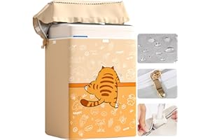 XDONEF Top Load Washing Machine Cover Waterproof Washer Dryer Cover with Zipper Dustproof Outdoor Full-Automatic Washer Protector Case Laundry Covers 22x22.8x36.2inch (Cat)