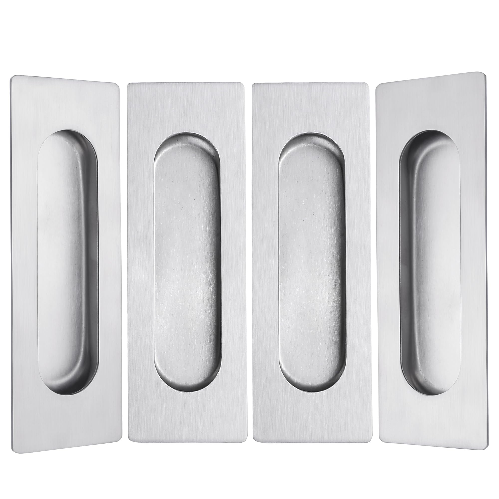 Malimali 120mm Sliding Door Handles Recessed Finger Flush Pulls for Kitchen Cabinet Door Closet Door Stainless Steel Rectangular Door Pulls Cupboard Hardware (Brushed Steel, 4 Pack) — image 1