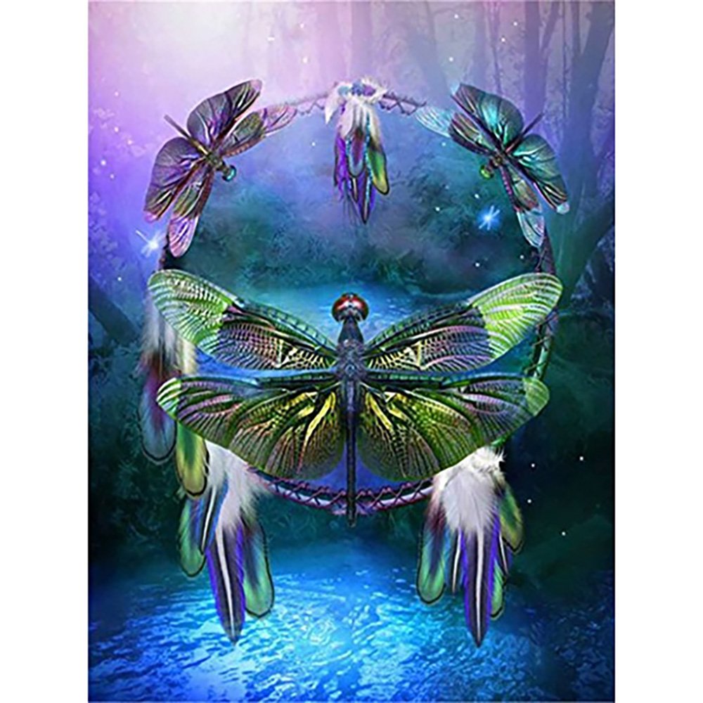DIY 5D Diamond Painting by Number Kits Dragonfly Crystal Rhinestone