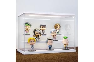 AZEYN Clear Acrylic Display Case with Light , 3 Tier Display Box Stand Assembly Dustproof Protection Showcase for Collectibles Action Figures (White 12.6×7×9in; 32×18×23cm)