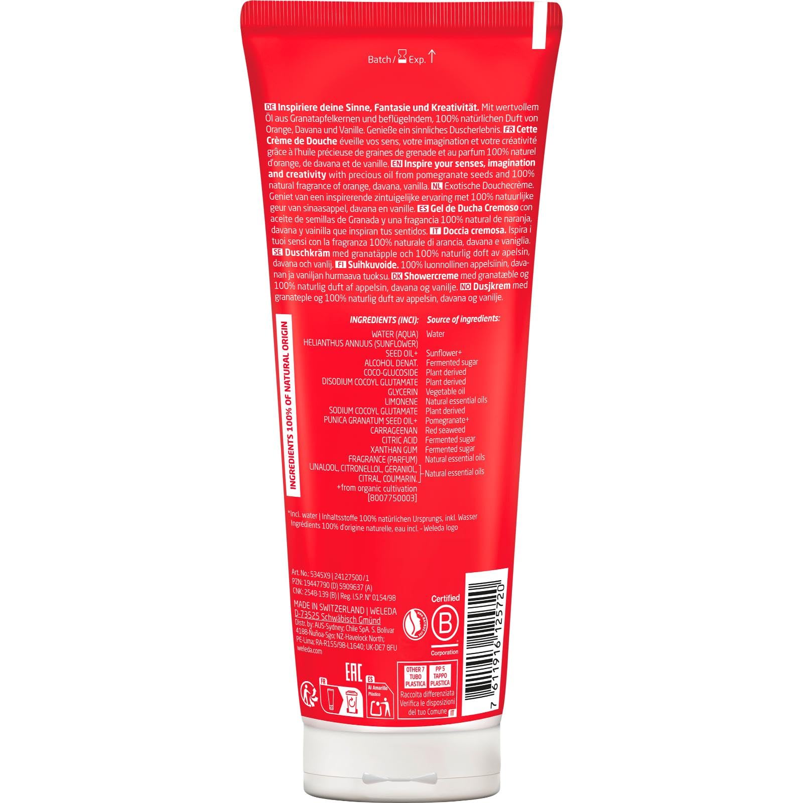 Weleda Granatapfel Inspire Duschgel 200 ml vegan Orange Vanille Duft 7