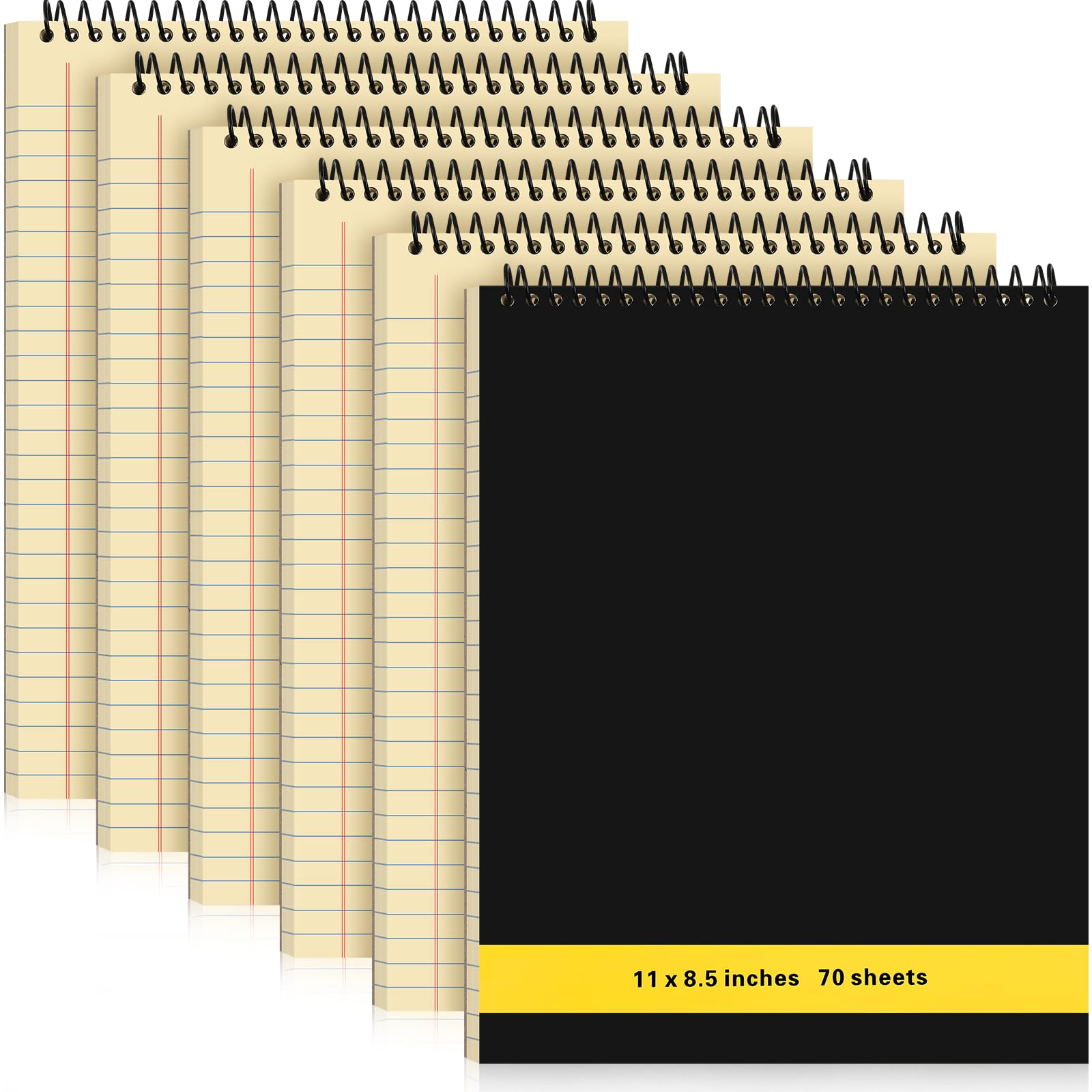 Photo 1 of Resurhang 6 Pcs Legal Pad Top Spiral Bound Notebook 70 Sheets Wirebound Notepad Double Sided Ruled Memo Steno Book with Stiff Back Cover for Business(8.5 x 11 Inches,No Holes,Yellow)