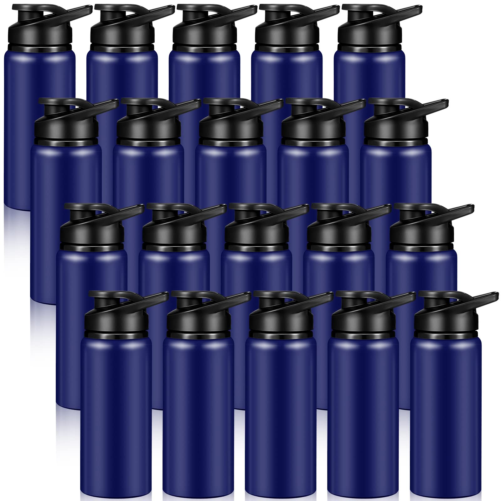 Photo 1 of 20 Pack Aluminum Water Bottles 20 oz Metal Sports Bottles with Snap Lids Portable Bike Water Bottle Reusable Travel Bottles with Handle Bulk Pack for Gym Hiking Sports Camping Fishing(Blue)