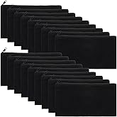 mekueeex 50 Pack Canvas Zipper pencil Pouch Bulk Blank DIY Craft Bag canvas makeup Pouch Multipurpose Toiletry Tote Bag for Makeup Travel Cosmetic Stationary Storage(Black)
