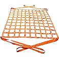 Safety Lifting Net Straps 2*2m 15cm Square Flat Nylon Sling Hoisting Loading and Unloading Heavy Objects Mesh Tear Resistance for Construction Rigging Moving Towing Hoisting Work Gear (Long Handles)