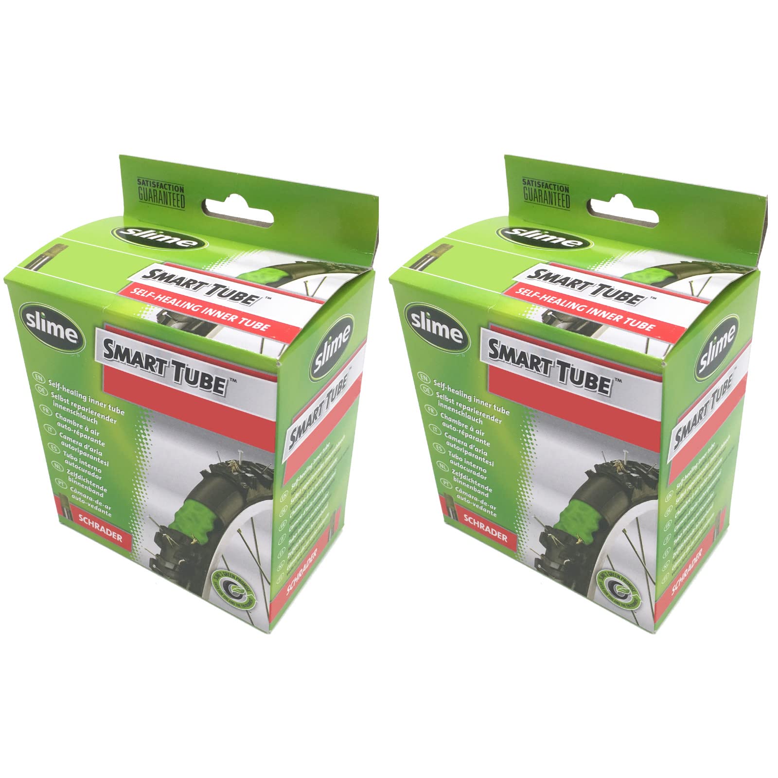 Slime Smart Tube 20" X 1.50-2.125 Self Healing Bike Inner Tubes - Schrader Valve (Pair)