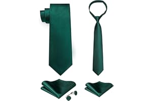 DiBanGu 2PCS Set for Father and Son Tie Silk Mens and Boys Adjustable Necktie & Pocket Square Cufflinks Kids Pre-tied Necktie