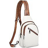 SYTRAH Sling Bag for Women, Crossbody Bags for Women Trendy Crossbody purse Vegan Leather Sling Backpack Chest Bag with Dual purpose Strap, Beige Brown