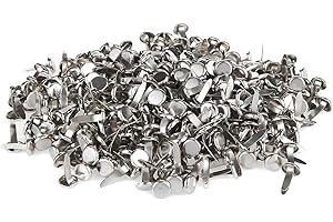 RUWADO Royee 100 Pcs Brads Fasteners Silver Metal Plated Round Paper Fasteners Brass Pastel for Paper Craft Scrapbooking DIY Art Handmade Project Decorative Supplies (Silver)