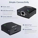 WAVLINK USB 2.0 Network Print Server LPR 10/100Mbps for Windows MacOS No Driver view 2