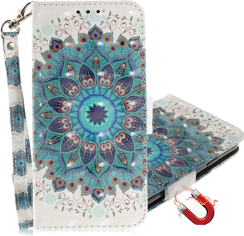 MRSTERUS Nokia 7.1 2018 Cover Case 3D Full Stylish Magnetic Buckle bookstyle Wallet Case Colour Kickstand Protect Credit Cards Pockets Case for Nokia 7.1 2018 Peacock Wreath TX