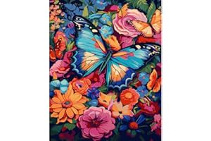 AALBLAC Butterfly Paint by Numbers Kit for Adults Beginners - Flowers Paint by Number Kits on Canvas, Butterflys Paint by Number Kit for Gift Home Wall Decor(16x20inch)