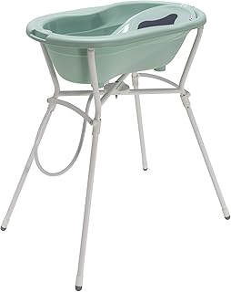 Rotho Babydesign Komplett-Badeset mit Wanne und Klapp-Ständer, 0-12 Monate, Max 25kg, TOP, Swedish Green (Mintgrün), 21060026601