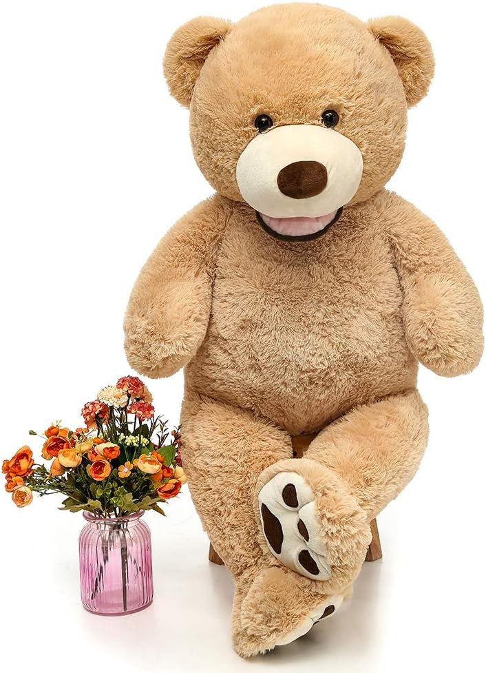 MaoGoLan Giant Teddy Bears Large Plush Stuffed Animals Toy with Footprints Big Teddy Bear for Girlfriend Children 39 Inch,Light Brown: Toys & Games