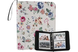 Goldbarley Photo Album 4x6 Pictures,120 Pockets Binder Premium Vegan Leather Cover for Family Wedding Anniversary Baby Kids Vacation. (Abstract Rose)